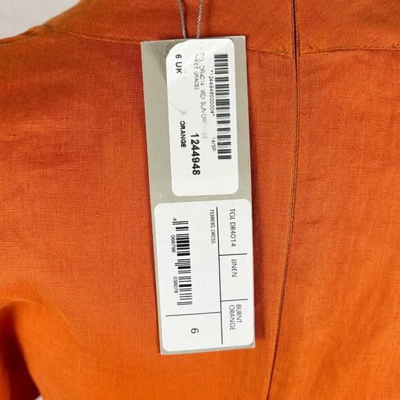 Three Graces Vivi Linen Sundress 2 Orange NWT - Picture 11 of 12